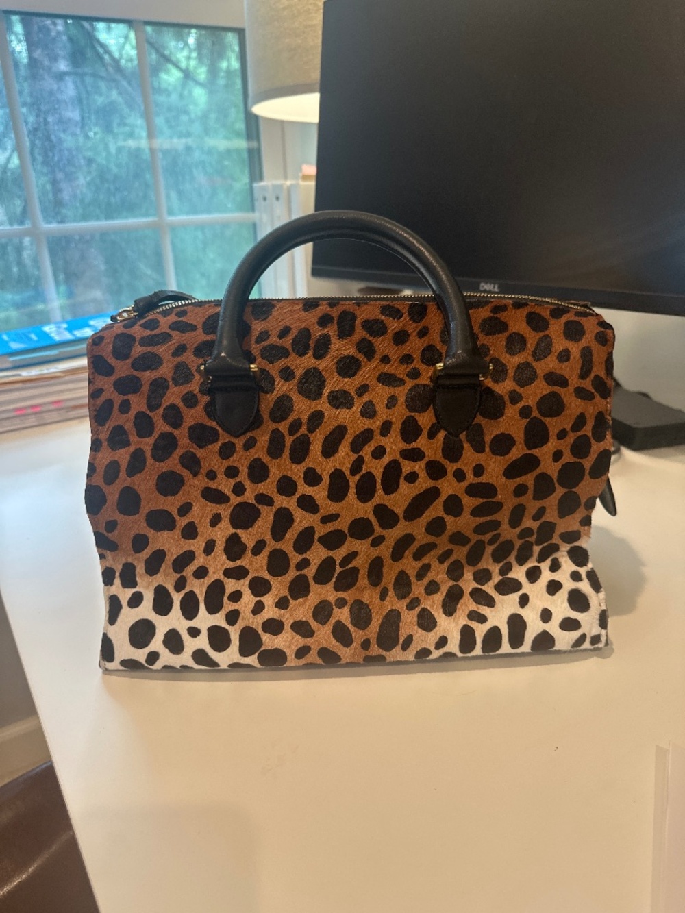 Clare V Leopard Print Satchel in Brown, Black, White